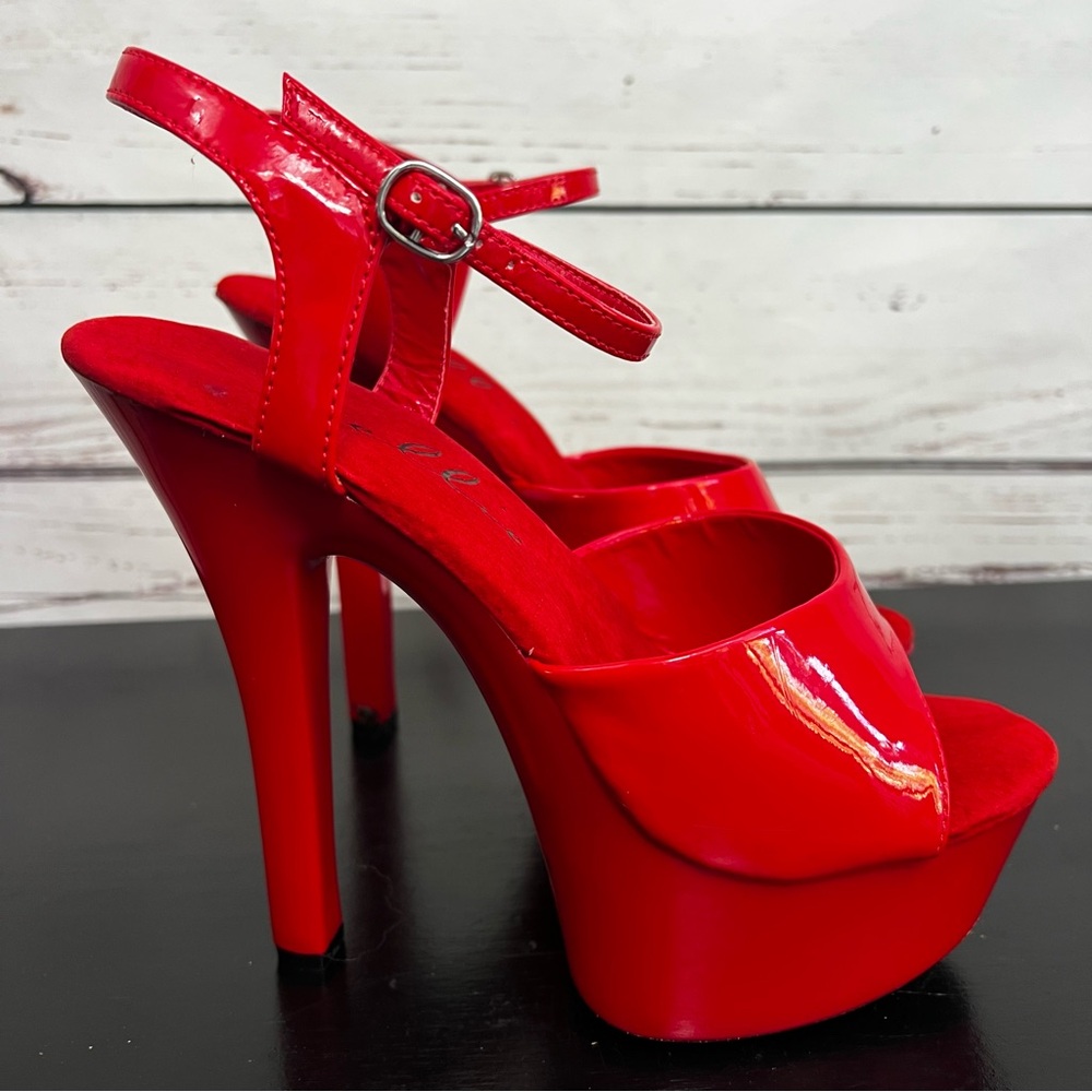 Ellie Red Platform Heels - Picture 8 of 16